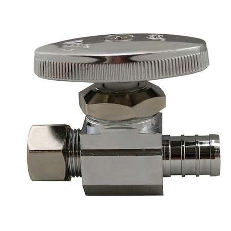 Jones Stephens 1/2" PEX x 3/8" OD Chrome Plated Multi Turn Supply Stop, Straight S10337